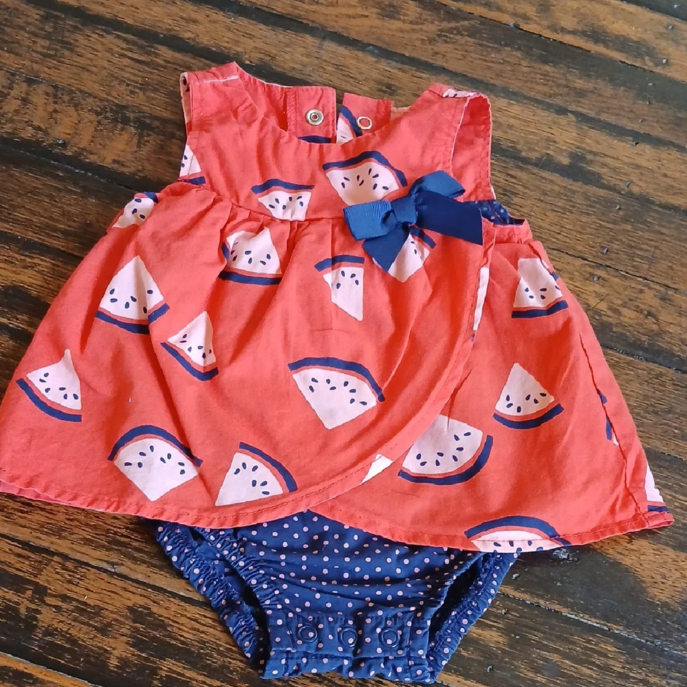 Carter's Watermelon Print Diaper Cover with Blue Bow